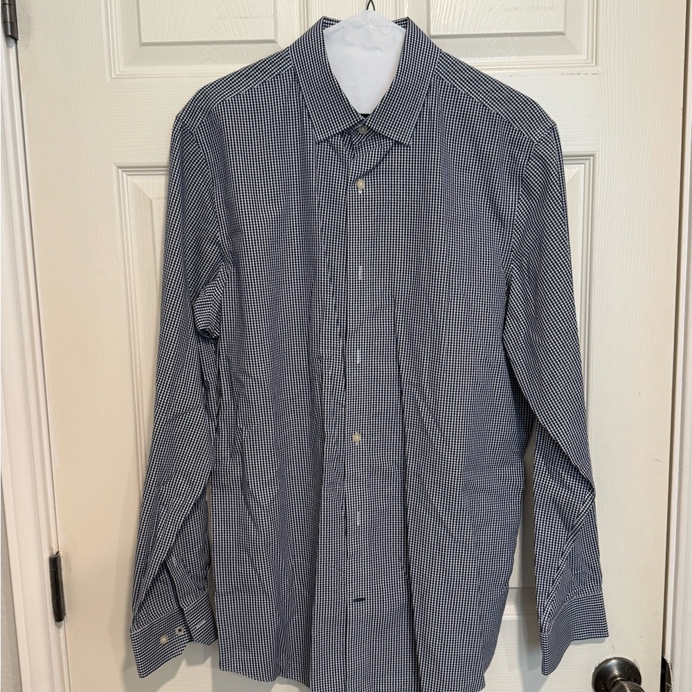 Banana Republic Navy Checkered Dress Shirt